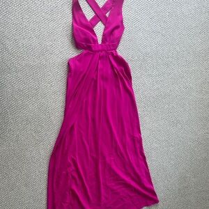 New with tags Fuchsia Cross-Back and cutout Maxi Dress
